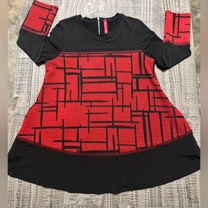 I Chic Connie K. Red and Black Patterned Dress